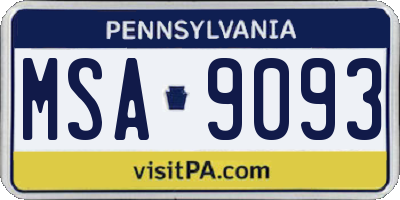 PA license plate MSA9093
