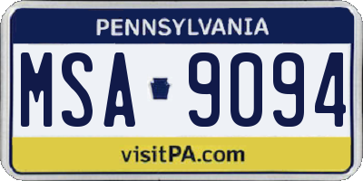 PA license plate MSA9094