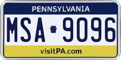 PA license plate MSA9096