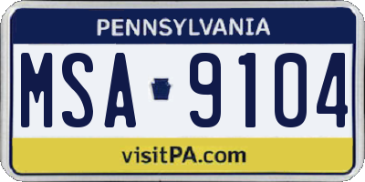 PA license plate MSA9104