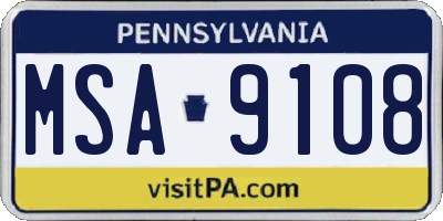 PA license plate MSA9108
