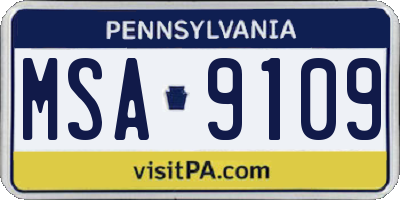 PA license plate MSA9109