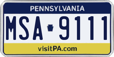 PA license plate MSA9111