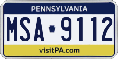 PA license plate MSA9112