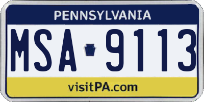 PA license plate MSA9113