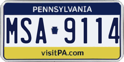 PA license plate MSA9114