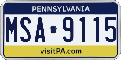 PA license plate MSA9115