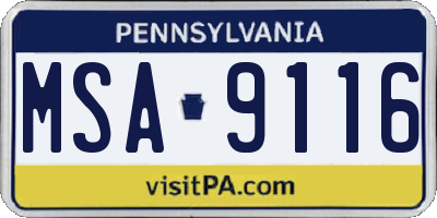 PA license plate MSA9116