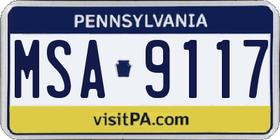 PA license plate MSA9117