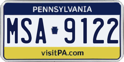 PA license plate MSA9122