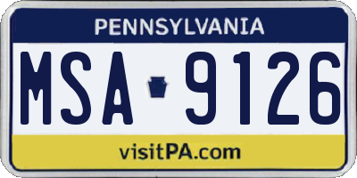 PA license plate MSA9126