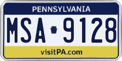 PA license plate MSA9128