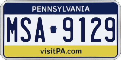 PA license plate MSA9129