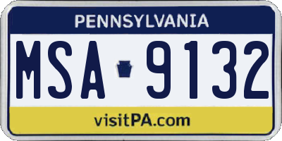 PA license plate MSA9132