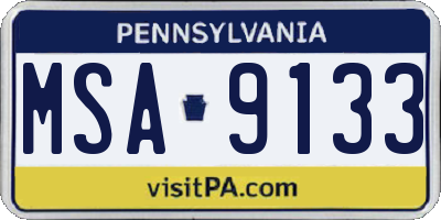 PA license plate MSA9133