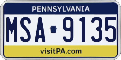 PA license plate MSA9135