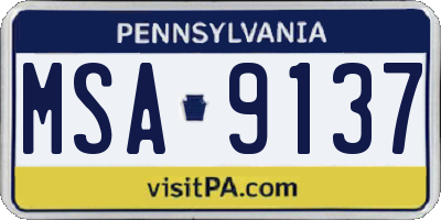 PA license plate MSA9137