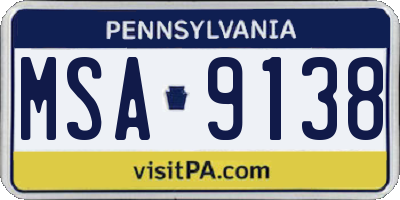 PA license plate MSA9138