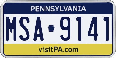 PA license plate MSA9141
