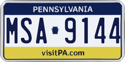PA license plate MSA9144