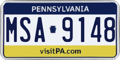 PA license plate MSA9148