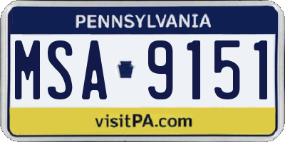 PA license plate MSA9151