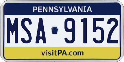 PA license plate MSA9152