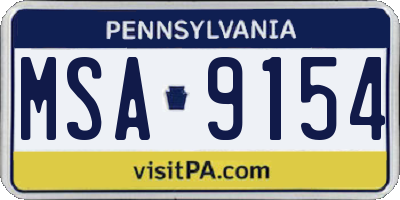 PA license plate MSA9154