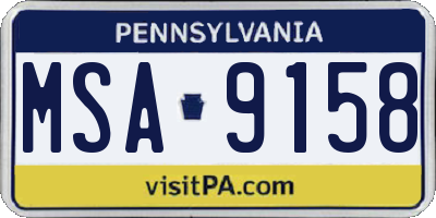 PA license plate MSA9158