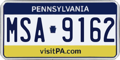 PA license plate MSA9162