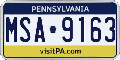 PA license plate MSA9163