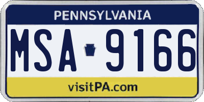 PA license plate MSA9166