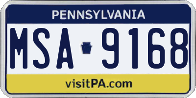 PA license plate MSA9168