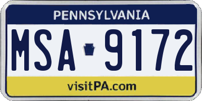 PA license plate MSA9172