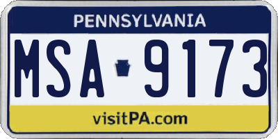 PA license plate MSA9173