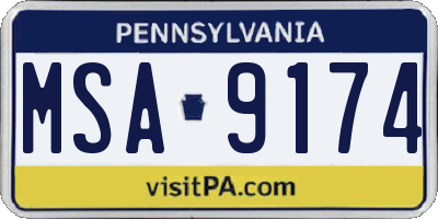 PA license plate MSA9174