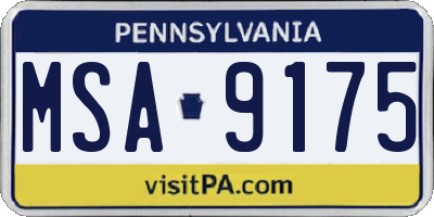PA license plate MSA9175