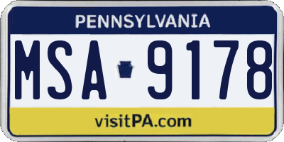 PA license plate MSA9178