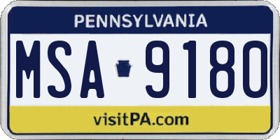 PA license plate MSA9180