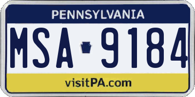 PA license plate MSA9184