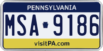 PA license plate MSA9186