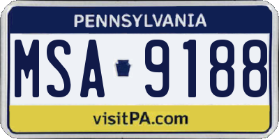 PA license plate MSA9188