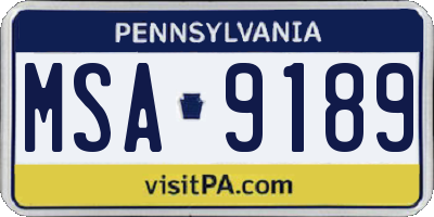 PA license plate MSA9189