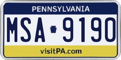 PA license plate MSA9190