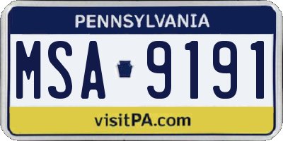 PA license plate MSA9191