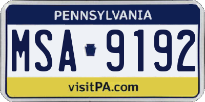 PA license plate MSA9192