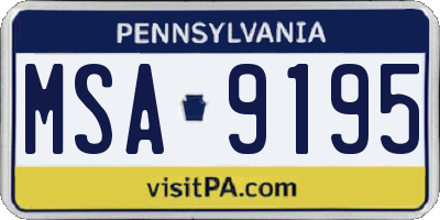 PA license plate MSA9195