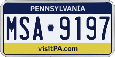 PA license plate MSA9197