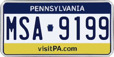 PA license plate MSA9199