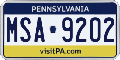 PA license plate MSA9202